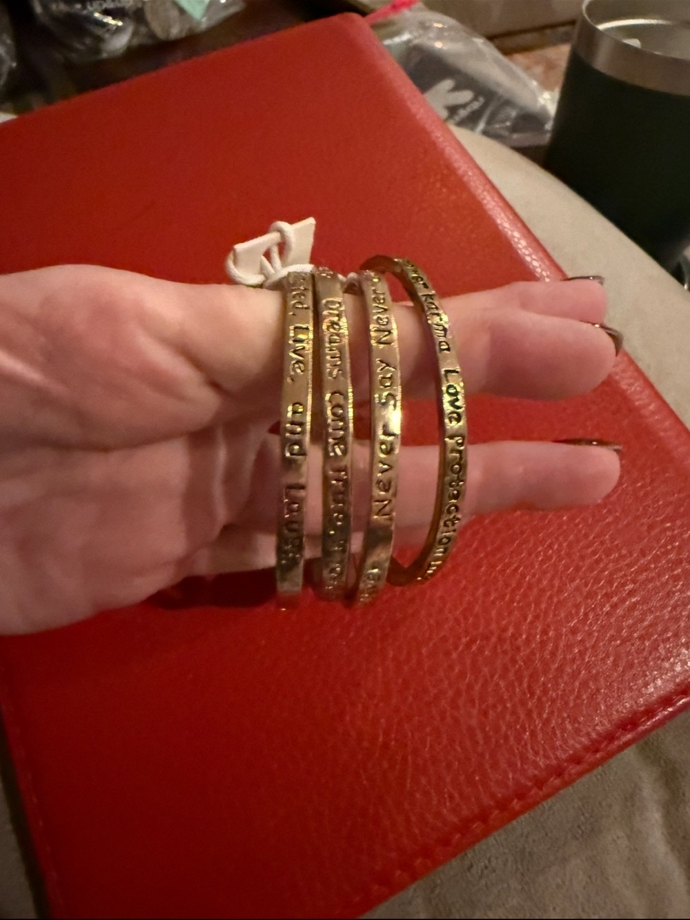 Amrita Singh Gold Inspirational Stacked Bangles